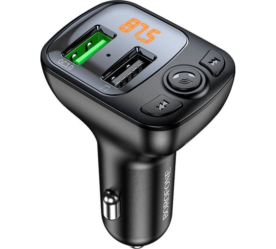 Автомобильное зарядное устройство Borofone bc41 eminency bt 5.0, 2xusb, qc 3.0, fm черный 0L-00057834