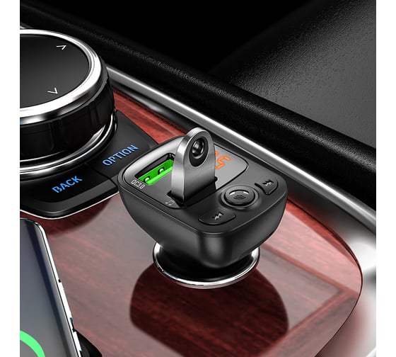 Автомобильное зарядное устройство Borofone bc41 eminency bt 5.0, 2xusb, qc 3.0, fm черный 0L-00057834