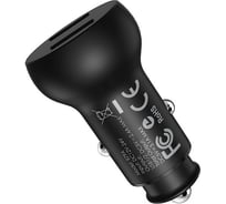 Автомобильное зарядное устройство Borofone bz9a wise route 2xusb, 2.4a, led черный 0L-MG-WF851