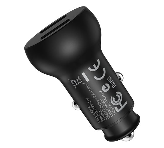 Автомобильное зарядное устройство Borofone bz9a wise route 2xusb, 2.4a, led черный 0L-MG-WF851
