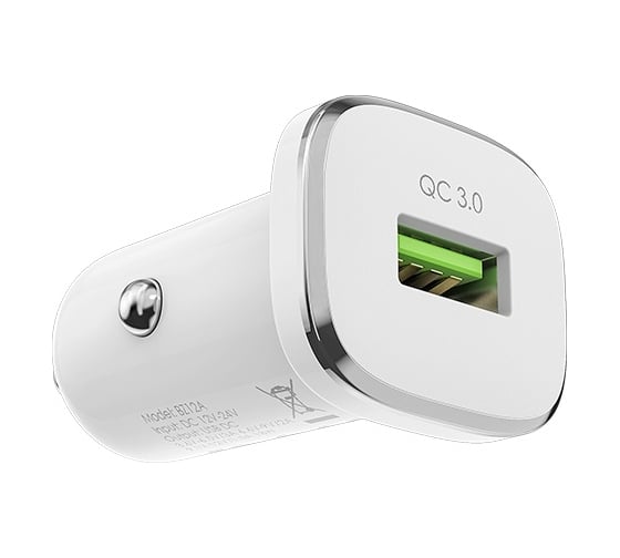 Автомобильное зарядное устройство Borofone bz12a lasting power 1xusb, 3a, qc3.0 + кабель type-c, 1м белый 0L-00044350
