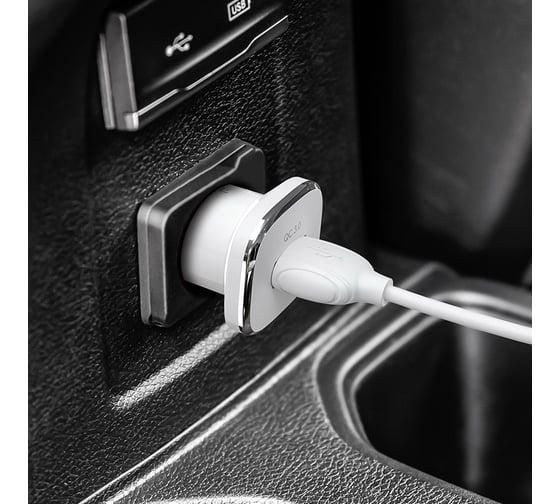 Автомобильное зарядное устройство Borofone bz12a lasting power 1xusb, 3a, qc3.0 + кабель type-c, 1м белый 0L-00044350