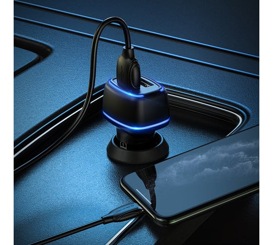 Автомобильное зарядное устройство Borofone bz14 max 2xusb, 2.4a, led черный 0L-00049913