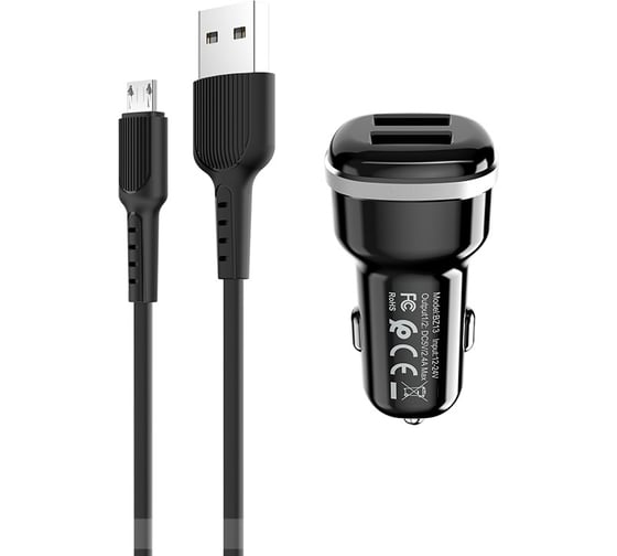 Автомобильное зарядное устройство Borofone bz13 extreme 2xusb, 2.4a черный 0L-MG-WF850