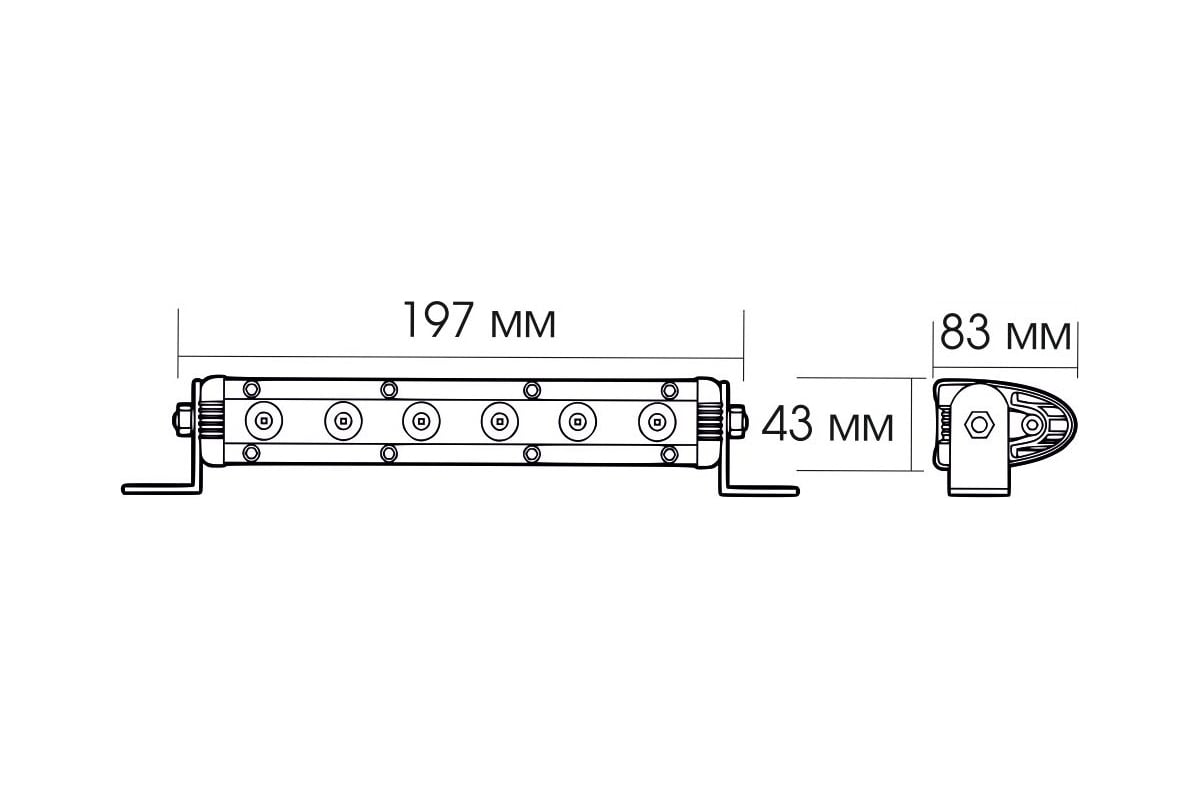 Светодиодная балка Вымпел 5D-30W-S дальний свет, узкая, 6 LED, 30W 5253 -  выгодная цена, отзывы, характеристики, фото - купить в Москве и РФ