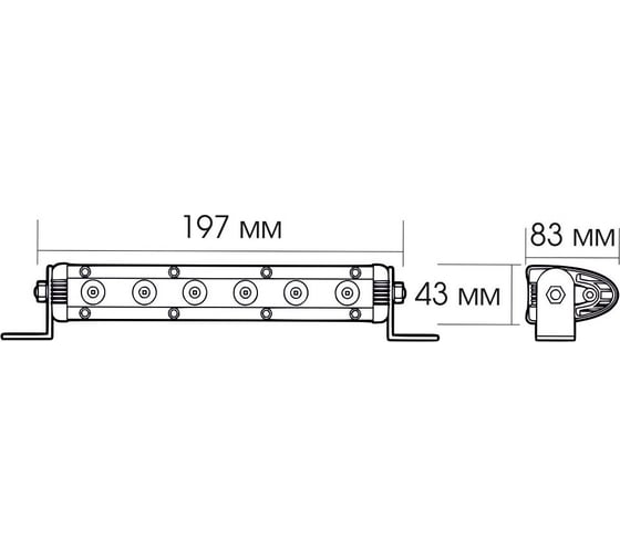 Светодиодная балка Вымпел 5D-30W-S дальний свет, узкая, 6 LED, 30W 5253
