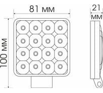 Светодиодная фара Вымпел WL-147CF ближн. свет, кв. пл. корп. 16 LED, 18W 5270