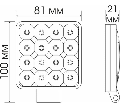 Светодиодная фара Вымпел WL-147CF ближн. свет, кв. пл. корп. 16 LED, 18W 5270