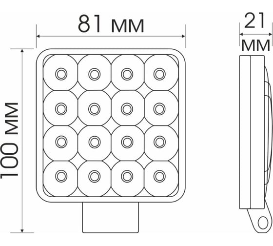 Светодиодная фара Вымпел WL-147CF ближн. свет, кв. пл. корп. 16 LED, 18W 5270