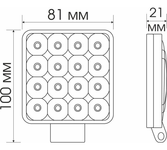 Светодиодная фара Вымпел WL-147CF ближн. свет, кв. пл. корп. 16 LED, 18W 5270