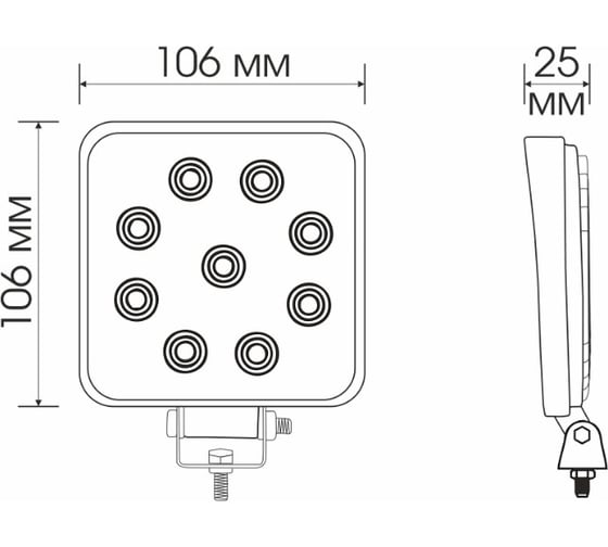Светодиодная фара Вымпел WL-130S дальн. свет, кв., 9 LED по кругу, 27W 5265