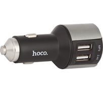 Автомобильное зарядное устройство Hoco e19 smart 1xusb, 2.4а, bt4.2, usb flash, fm, led дисплей (серый) 0L-00039757