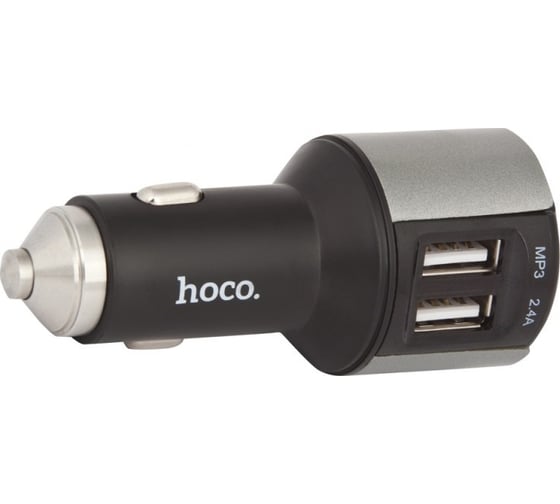 Автомобильное зарядное устройство Hoco e19 smart 1xusb, 2.4а, bt4.2, usb flash, fm, led дисплей (серый) 0L-00039757
