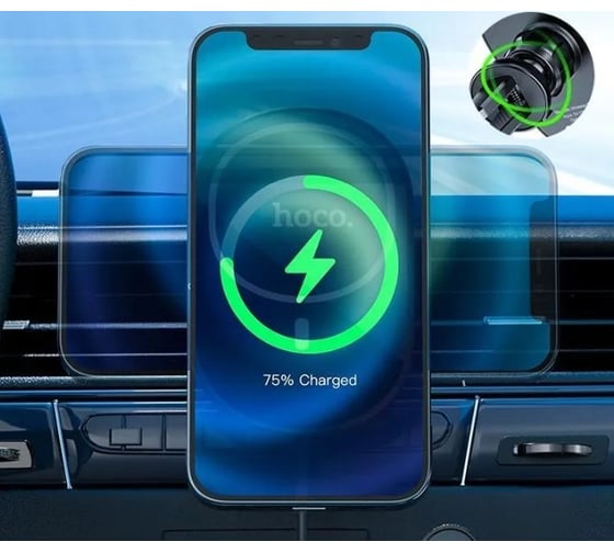 Держатель в автомобиль Hoco с бзу СА90 powerful магнитный, в воздуховод, 15w, черный 0L-00051190