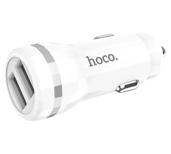 Автомобильное зарядное устройство Hoco z27 staunch 2xusb, 2.4а + usb кабель microusb, 1м (белый) 0L-00041348