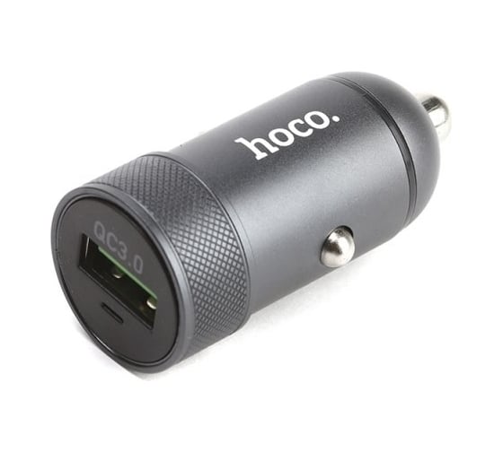 Автомобильное зарядное устройство Hoco z32 speed up 1xusb, 3а, 18w, qc3.0, led (серый) 0L-00048220