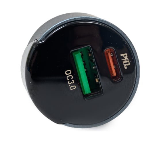 Автомобильное зарядное устройство Hoco z42 light road 1xusb, 1xusb-c, 3а, pd20w, qc3.0, led дисплей (серый) 0L-00050628