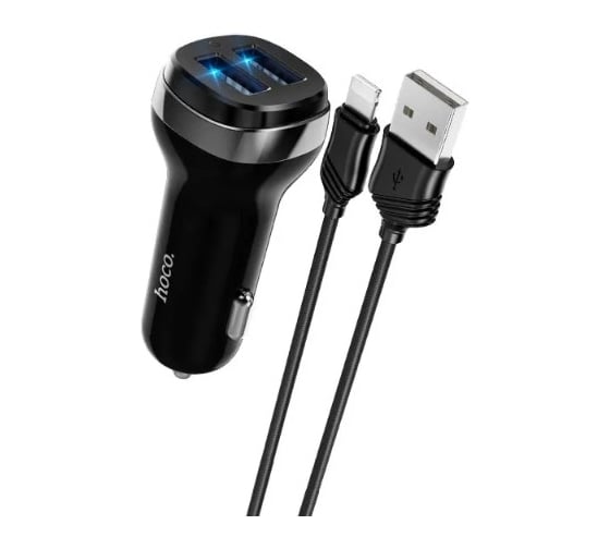 Автомобильное зарядное устройство Hoco z40 superior 2xusb, 2.4а + usb кабель type-c, 1м (черный) 0L-00049982