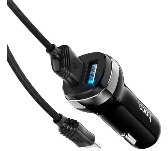 Автомобильное зарядное устройство Hoco z40 superior 2xusb, 2.4а + usb кабель type-c, 1м (черный) 0L-00049982