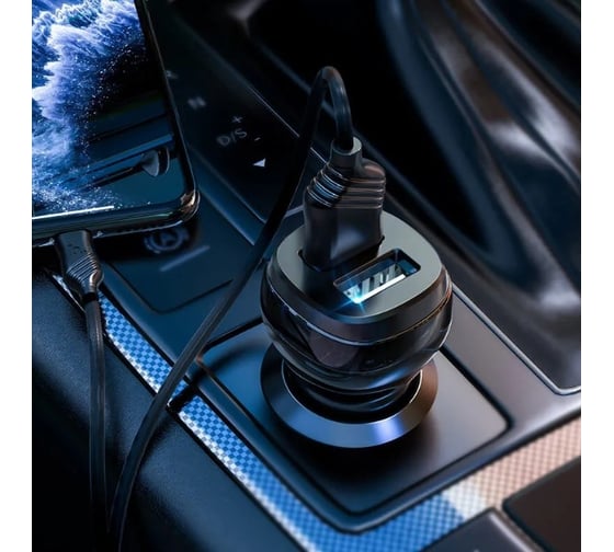 Автомобильное зарядное устройство Hoco z40 superior 2xusb, 2.4а + usb кабель type-c, 1м (черный) 0L-00049982