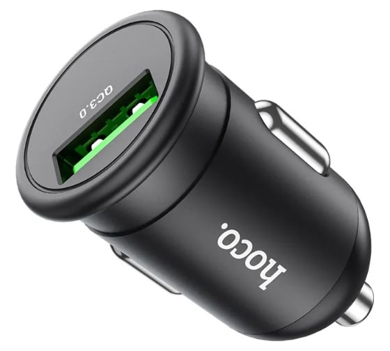 Автомобильное зарядное устройство Hoco z43 mighty 1xusb, 3а, 18w, qc3.0 + usb кабель type-c, 1м (серый) 0L-00054497