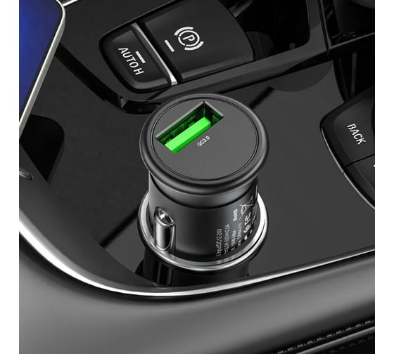 Автомобильное зарядное устройство Hoco z43 mighty 1xusb, 3а, 18w, qc3.0 + usb кабель type-c, 1м (серый) 0L-00054497