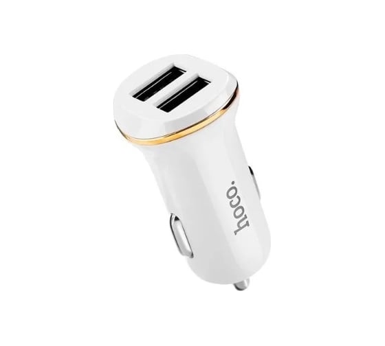 Автомобильное зарядное устройство Hoco z1 2xusb, 2.1а + usb кабель lightning 8-pin, 1м (белый) 0L-00037561