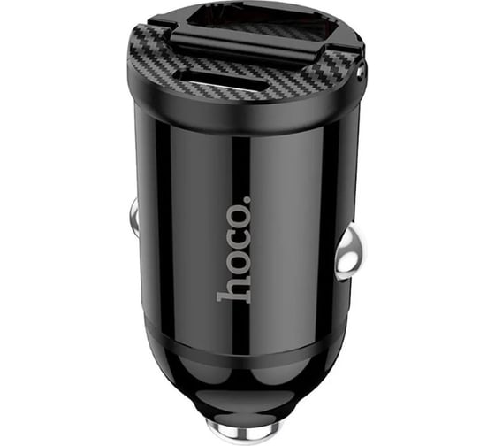 Автомобильное зарядное устройство Hoco nz2 link 1xusb, 1xusb-c, 4.8а, pd30w, qc3.0 + usb-c кабель type-c, 1м (черный) 0L-00051189