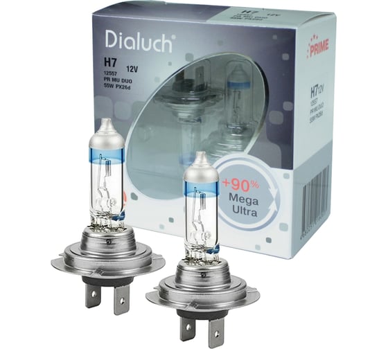 Лампы Диалуч h7 12v 55w +90 рх26d prime лч130pr-2mu 12557-PR-MU-DUO