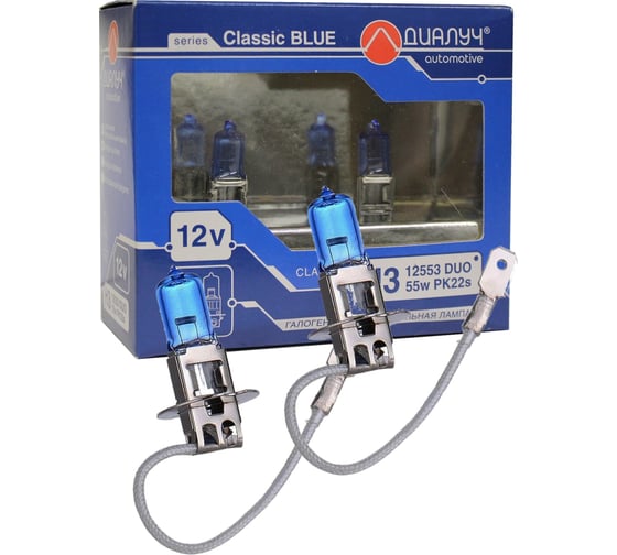 Лампы Диалуч h3 12v 55w pk22s к-т blue белый свет лч168 12553-Bl-DUO 1