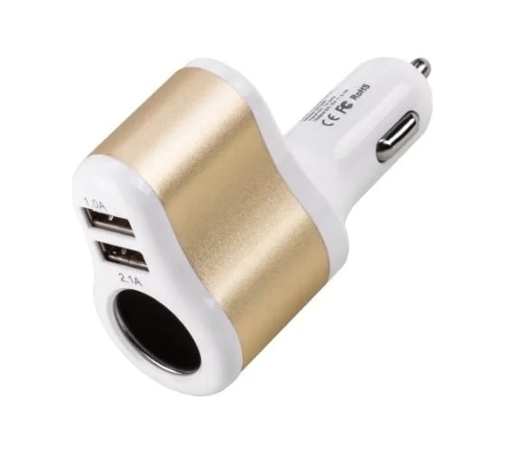Автомобильное зарядное устройство Hoco uc206 2xusb, 3.1а, 1 гнездо прикуривателя (белый) 0L-00038981 1