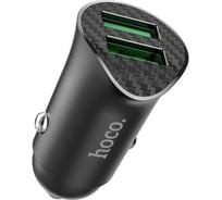 Автомобильное зарядное устройство Hoco z39 farsighted 2xusb, 3а, 18w, qc3.0 + usb кабель microusb, 1м (черный) 0L-00050631