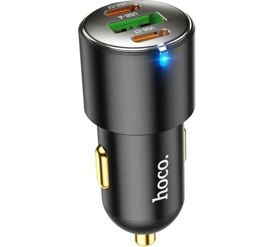 Автомобильное зарядное устройство Hoco nz6 1хusb, 3a, 2xusb-c, pd45w, qc3.0 + usb-c кабель type-c, 1м (черный) 0L-00056013