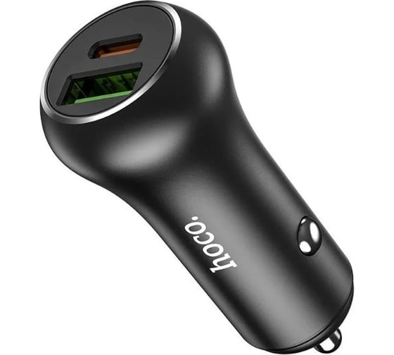 Автомобильное зарядное устройство Hoco z38 resolute 1xusb, 1xusb-c, 3а, 38w, pd20w, qc3.0 (черный) 0L-MG-WF786