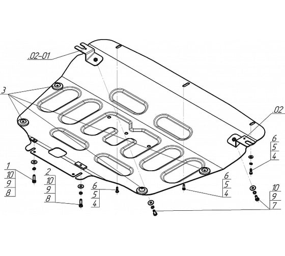 Защита MOTODOR стальная 2 мм Д, КПП Omoda С5, с 2022г ООО Трио Сервис 79006