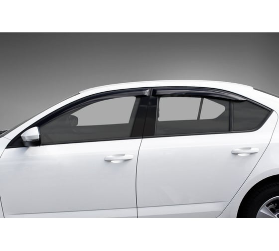 Дефлекторы окон Rival Premium для Skoda Octavia A7 лифтбек 2013-2019, листовой ПММА, 4 шт., 35101001
