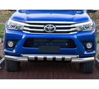 Защита переднего бампера Rival d76+d57 с пр.ЗК, для Toyota Hilux кроме Exclusive 2015-2018 г.в./Hilux кроме BlackOnyx 2020-н.в., нержавеющая сталь R.5716.003