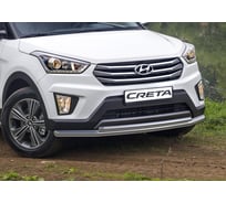 Защита переднего бампера d57+d42 Rival для Hyundai Creta 2016-2020 2020-н.в., нерж. сталь, R.2310.002