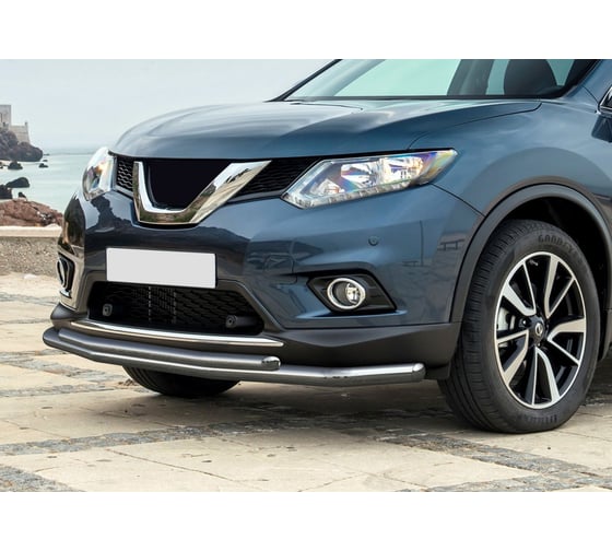 Защита переднего бампера d57+d42 для Nissan X-Trail 2015-2018, Rival R.4122.002 1