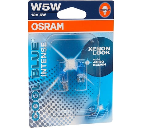 Автолампа Osram W5W W2.1 9.5d +20 BLUE INTENSE HALOGEN, 2шт 4200K 12V ,1,10 2825HCBI-02B