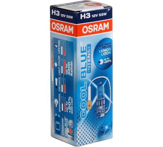 Автолампа OSRAM H3 55 PK22s+20% BLUE INTENSE 4200K 12V,10,100 64151CBI