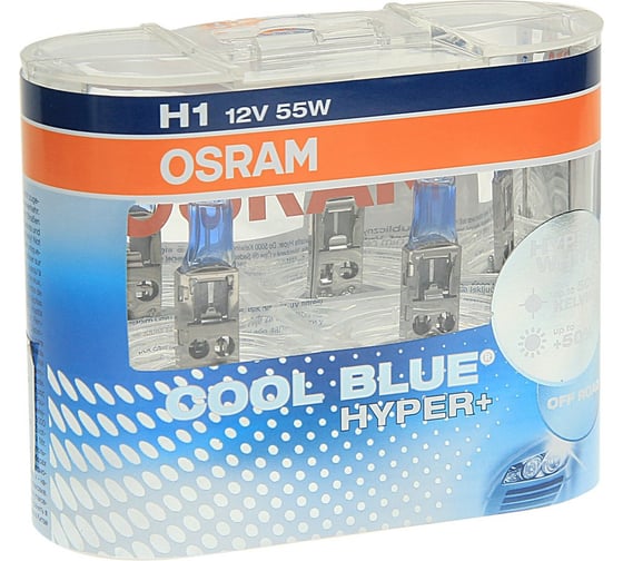 Автолампа, 2 шт. OSRAM H1 55 P14.5s BLUE HYPER+50% 5000К, 12V ,1,10 OLD 62150CBH+-HCB