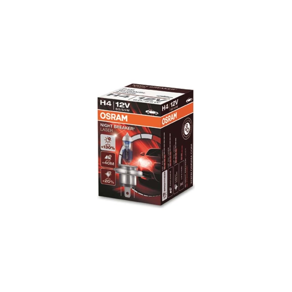 Автолампа OSRAM H4 60/55 P43t+130% NIGHT BREAKER LASER 12V /1/10 OLD ...