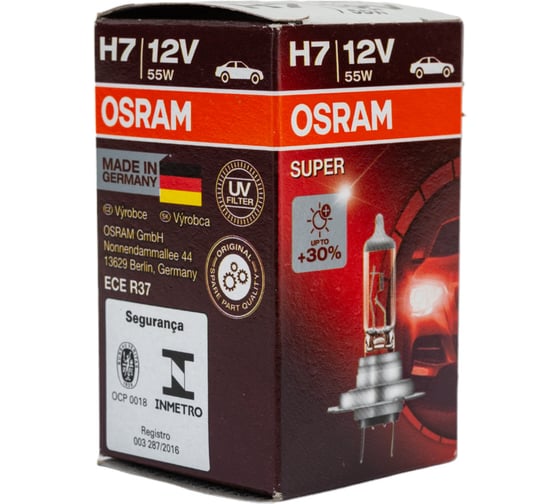 Автолампа OSRAM H7 55 PX26d+30% SUPER 12V,10,100 64210SUP