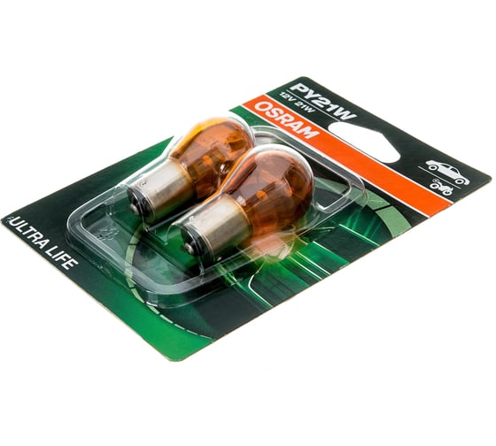 Автолампа Osram PY21W BAU15s YELLOW ULTRA LIFE 12V, 2шт ,1,10,50 7507ULT-02B 7507ULT-2BL
