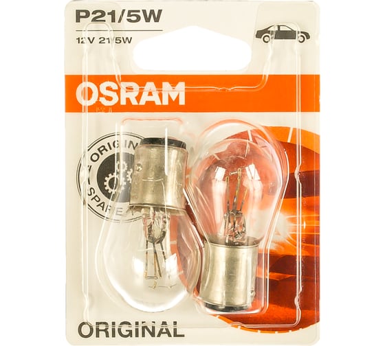 Автолампа, блистер, 2шт. OSRAM P21/5W BAY15d 12V /1/10 7528-02B 15874006