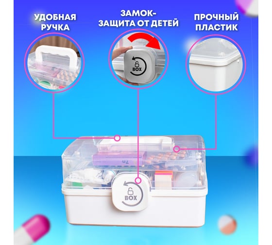 Домашняя аптечка DASWERK органайзер для хранения, универсальный размер Mini 29x19,3x15,9 см 608476