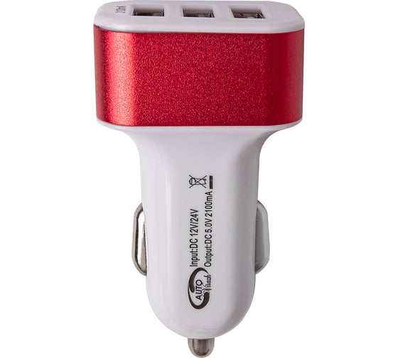 Разветвитель прикуривателя - зарядное устройство 3 USB 2.1А /12/24V/ AUTOVIRAZH AV-4029