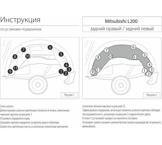 Подкрылок задний левый Rival для Mitsubishi L200 2015- 44003003