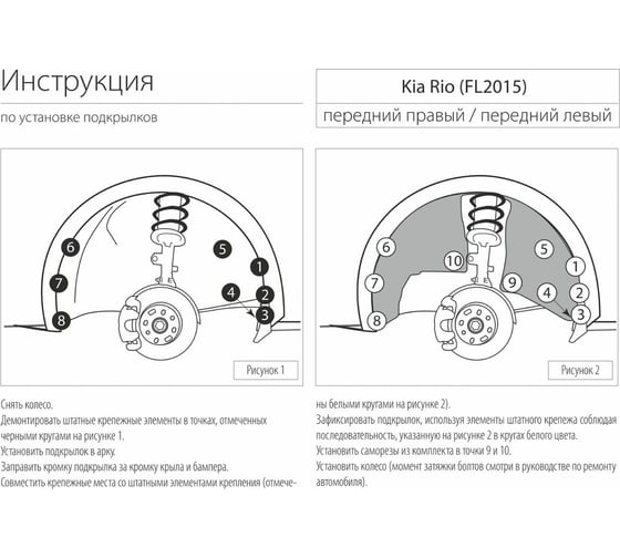 Подкрылок передний левый Rival для Kia Rio 2015-2017 42803001